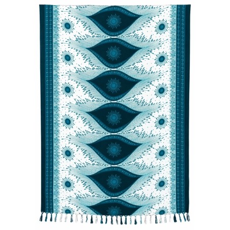 Paréo bleu motifs graphiques – Paréo femme plage fluide et élégant