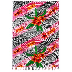 Paréo ethnique rose fleurs...