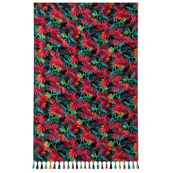 Paréo noir feuilles tropicales – Paréo femme plage élégant et fluide