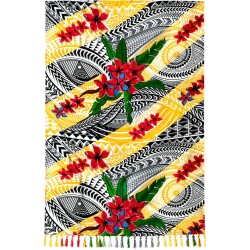 Paréo jaune noir ethnique – Paréo femme plage original et fluide 1