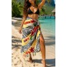 Paréo jaune noir ethnique – Paréo femme plage original et fluide