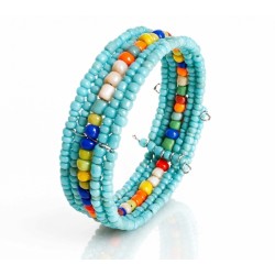Bracelet femme fin en perles bleues multicolore