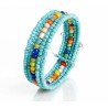 Bracelet femme fin en perles bleues multicolore