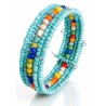 Bracelet femme fin en perles bleues multicolore