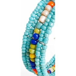 Bracelet femme fin en perles bleues multicolore