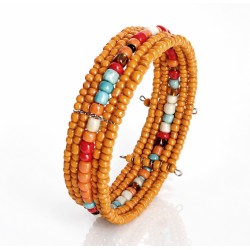 Bracelet femme fin en perles orange multicolores 1