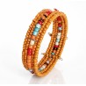 Bracelet femme fin en perles orange multicolores 1