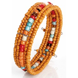 Bracelet femme fin en perles orange multicolores 2