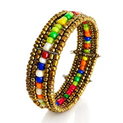 Bracelet femme fin en perle doré multicolore 1