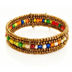 Bracelet femme fin en perle doré multicolore
