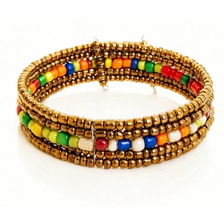 Bracelet femme fin en perle doré multicolore