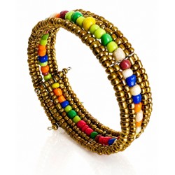 Bracelet femme fin en perle doré multicolore 2