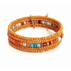 Bracelet femme fin en perles orange multicolores 5