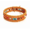 Bracelet femme fin en perles orange multicolores 5