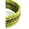 Bracelet femme fin en perles vertes et dorées 1