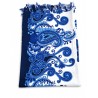Paréo bleu blanc arabesques – Paréo élégant femme été