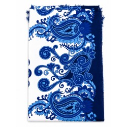 Paréo bleu blanc arabesques – Paréo élégant femme été 3