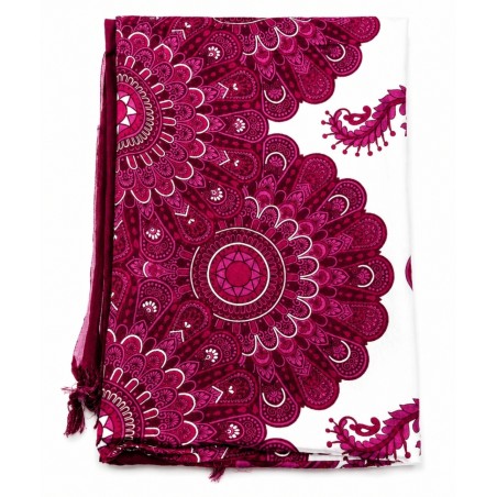 Paréo violet rose mandala – Paréo femme élégant et tendance