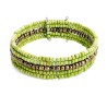 Bracelet femme fin en perles vertes et dorées