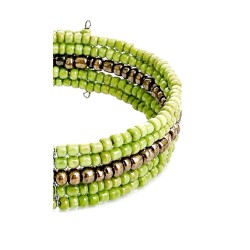 Bracelet femme fin en perles vertes et dorées 2