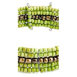 Bracelet femme fin en perles vertes et dorées 3