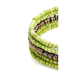 Bracelet femme fin en perles vertes et dorées 4
