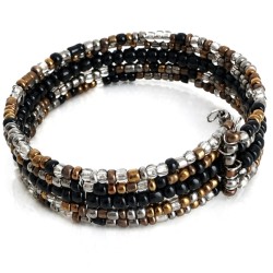 Bracelet femme fin en perles noir multicolore