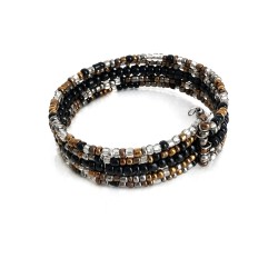 Bracelet femme fin en perles noir multicolore 1