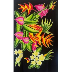 Paréo noir fleurs tropicales 1