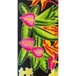 Paréo noir fleurs tropicales 2