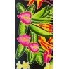 Paréo noir fleurs tropicales 2
