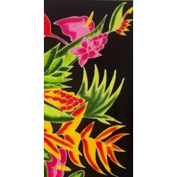 Paréo noir fleurs tropicales 3