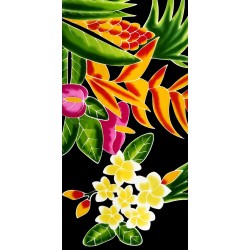Paréo noir fleurs tropicales 4
