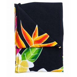 Paréo noir fleurs tropicales 6