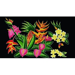 Paréo noir fleurs tropicales 7