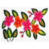 Paréo blanc fleurs de frangipanier rose orange 4