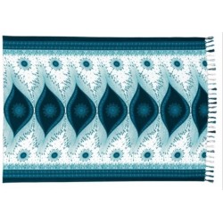 Paréo bleu motifs graphiques – Paréo femme plage fluide et élégant 1