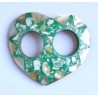 Boucle attache paréo coeur nacre vert turquoise