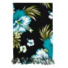 Paréo noir fleurs hibiscus vert turquoise – Paréo femme plage élégant et fluide