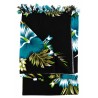 Paréo noir fleurs hibiscus vert turquoise – Paréo femme plage élégant et fluide 2