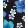 Paréo noir fleurs hibiscus bleu 3– Paréo femme plage élégant et fluide