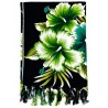 Paréo noir hibiscus vert 2– Paréo femme plage élégant et fluide