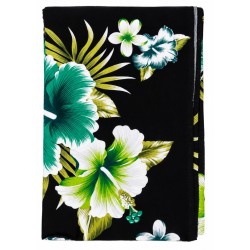Paréo noir hibiscus vert 3 – Paréo femme plage élégant et fluide