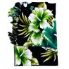 Paréo noir hibiscus vert 4– Paréo femme plage élégant et fluide