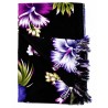 Paréo noir fleurs hibiscus rose 3 – Paréo femme plage élégant et fluide