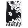Paréo noir fleurs hibiscus blanc 1 – Paréo femme plage élégant et fluide