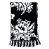 Paréo noir fleurs hibiscus blanc – Paréo femme plage élégant et fluide