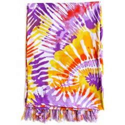 Paréo femme violet jaune tropical 3– Grand paréo plage léger