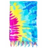 Paréo femme tie and dye multicolore bleu rose jaune – Grand paréo plage