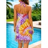 Paréo femme violet jaune tropical – Grand paréo plage léger
